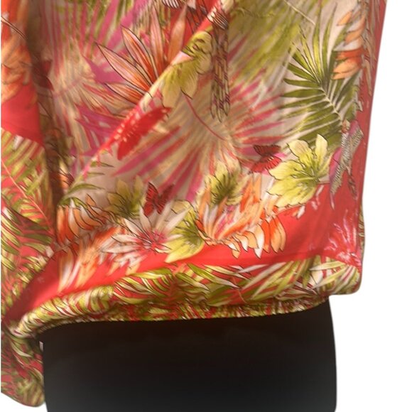 CACHE Tropical One Shoulder Blouson Top M | Split Sleeve Scarf Style - Picture 6 of 12